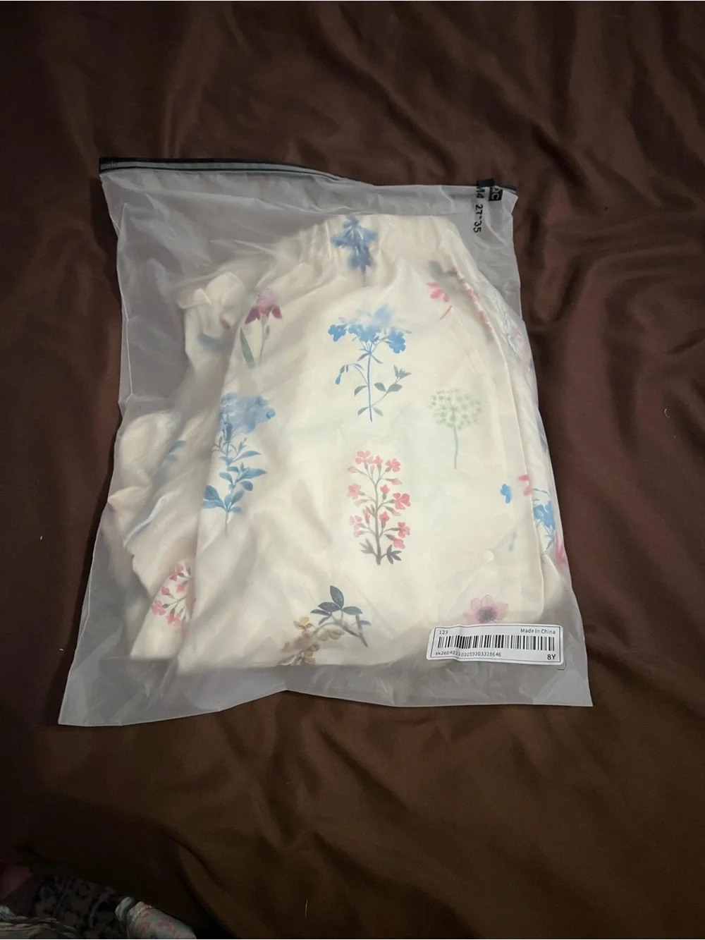 Girls Cream Floral Ruffle Set